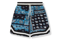 BAPE BLACK PRINTED SILK SHORTS