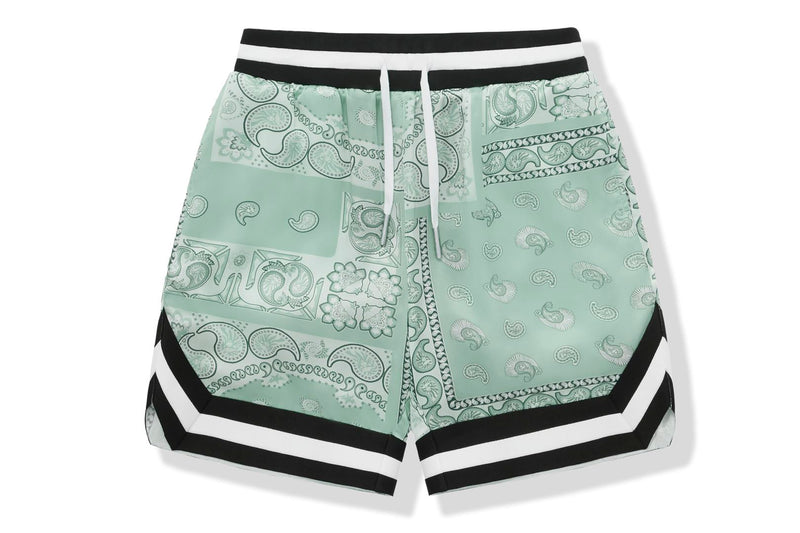 BAPE BLACK PRINTED SILK SHORTS