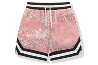 BAPE BLACK PRINTED SILK SHORTS