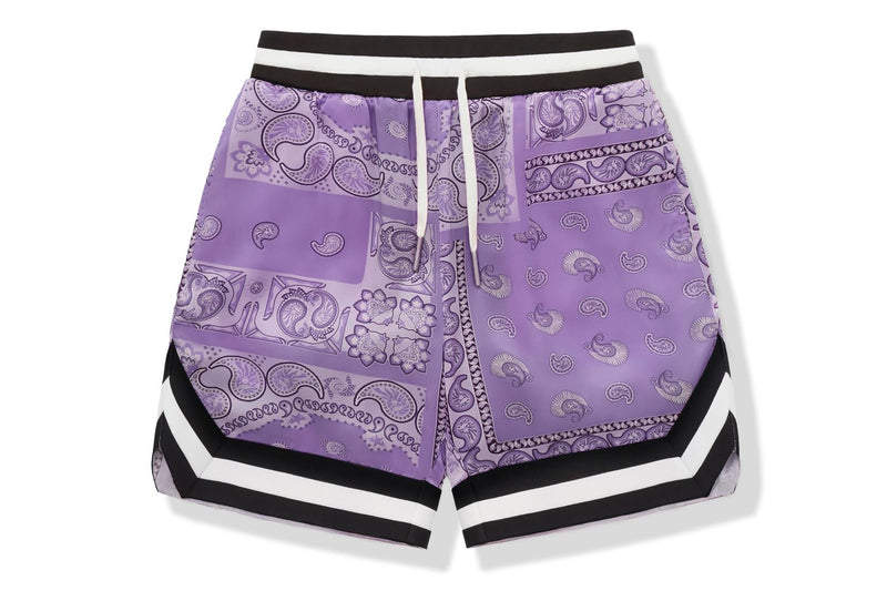 BAPE BLACK PRINTED SILK SHORTS