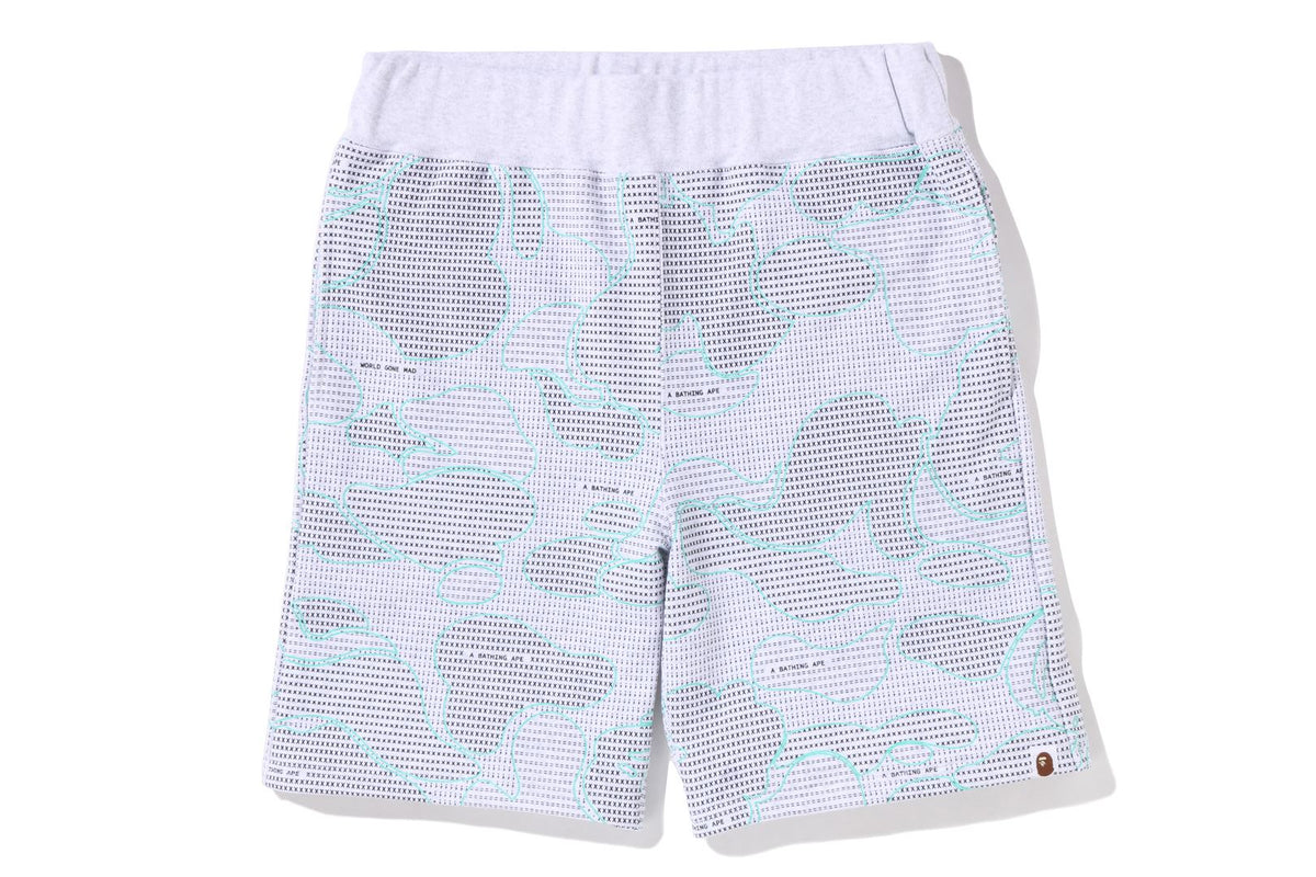 TEXT CODE CAMO SWEAT SHORTS