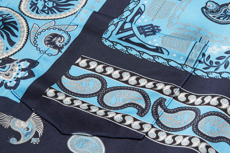 BAPE BLACK PRINTED SHORT SLEEVE SILK SHIRT