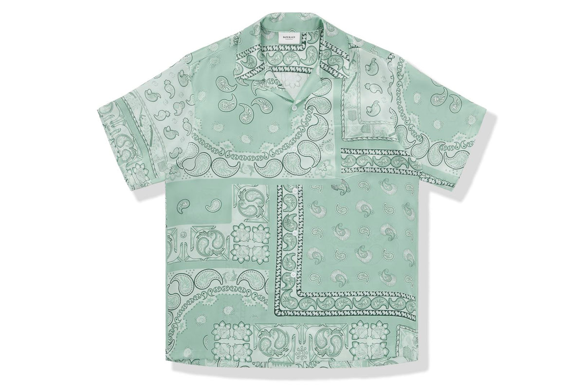 BAPE BLACK PRINTED SHORT SLEEVE SILK SHIRT