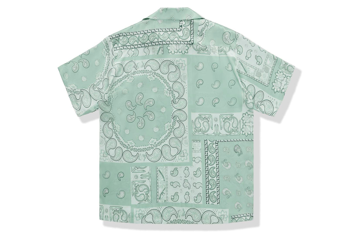 BAPE BLACK PRINTED SHORT SLEEVE SILK SHIRT