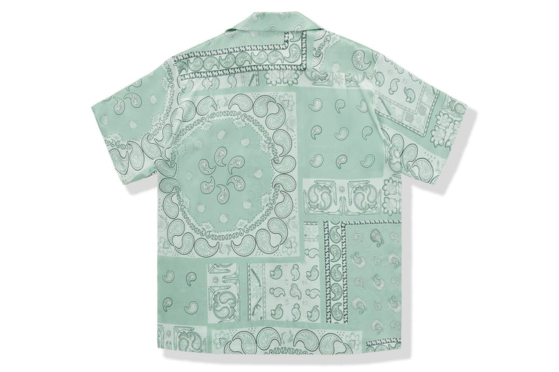 BAPE BLACK PRINTED SHORT SLEEVE SILK SHIRT