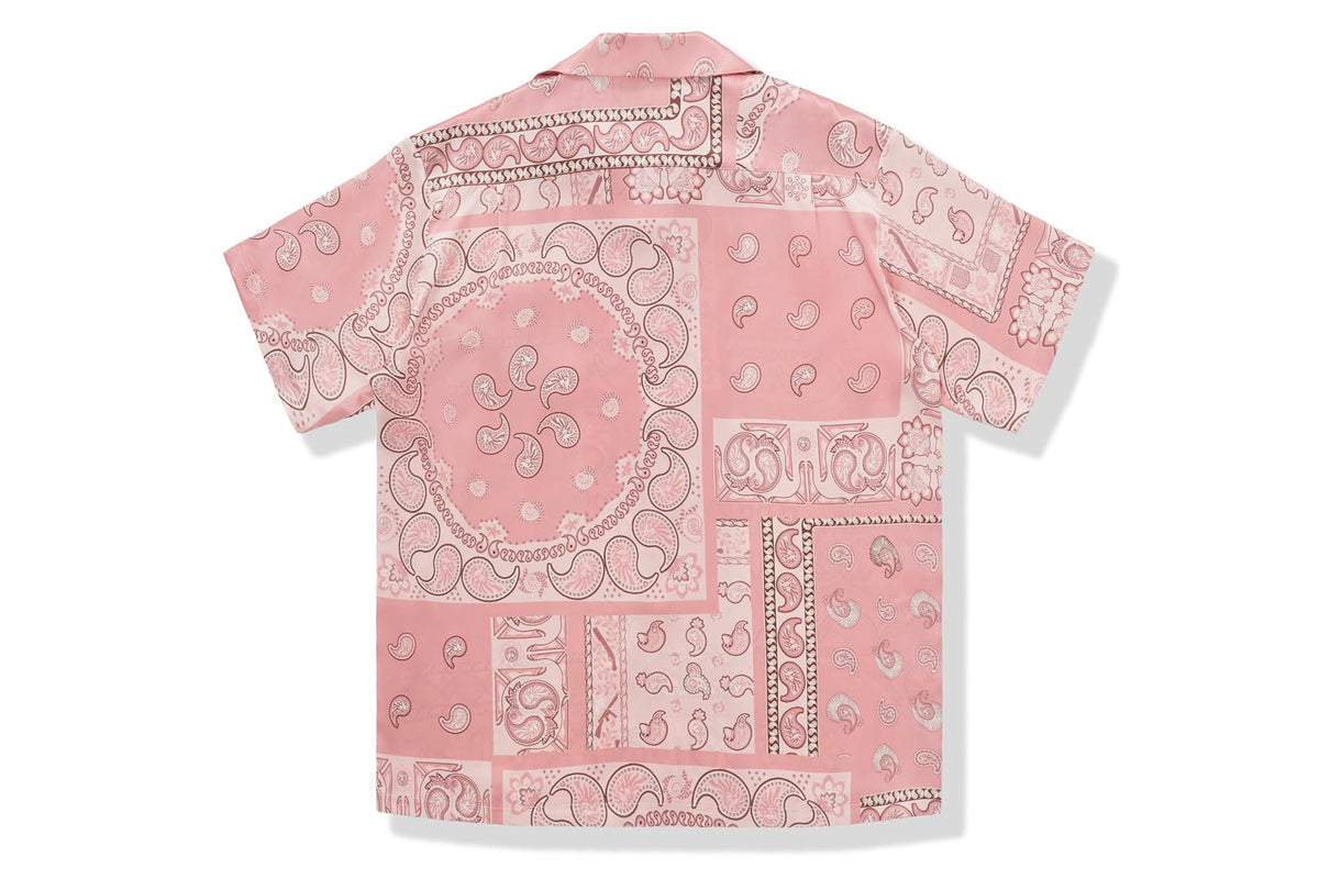 BAPE BLACK PRINTED SHORT SLEEVE SILK SHIRT