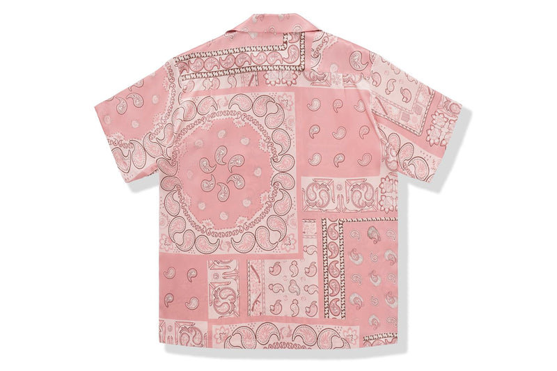 BAPE BLACK PRINTED SHORT SLEEVE SILK SHIRT