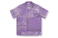 BAPE BLACK PRINTED SHORT SLEEVE SILK SHIRT