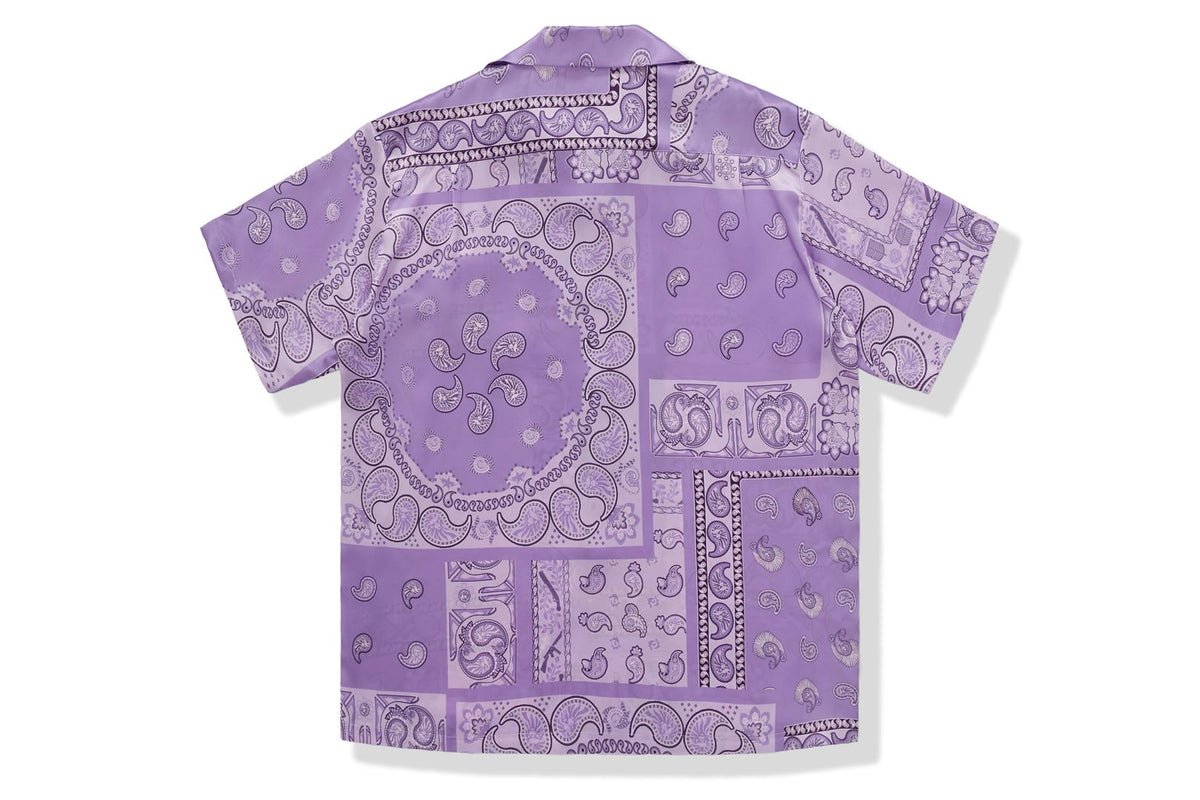 BAPE BLACK PRINTED SHORT SLEEVE SILK SHIRT