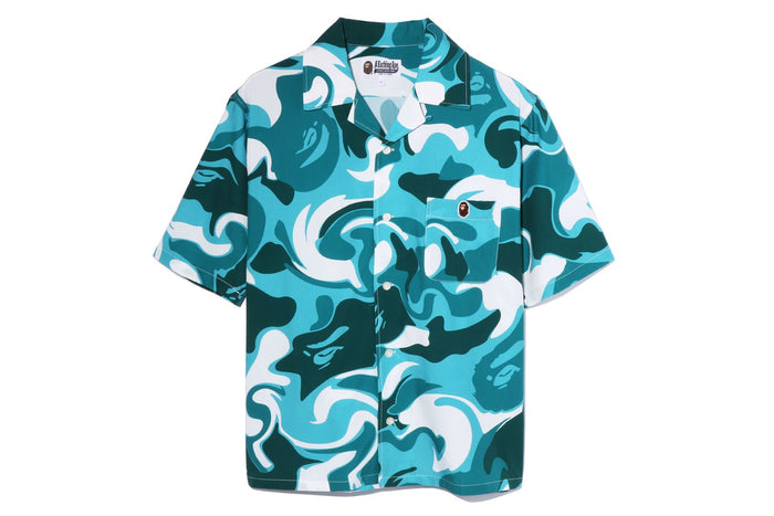 MARBLE CAMO OPEN COLLAR S/S SHIRT