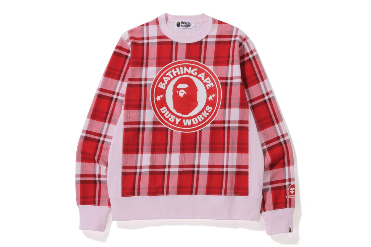 BAPE CHECK GIFT BUSY WORKS CREWNECK