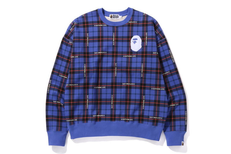 BAPE LOGO CHECK LOOSE FIT CREWNECK