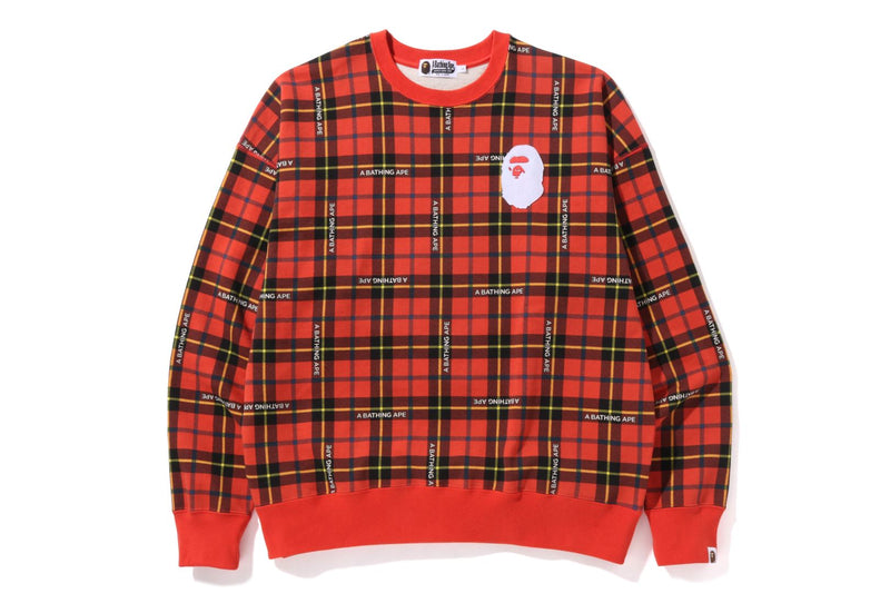 BAPE LOGO CHECK LOOSE FIT CREWNECK