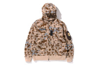 SAND CAMO MILITARY RELAXED FIT FULL ZIP MASK HOODIE