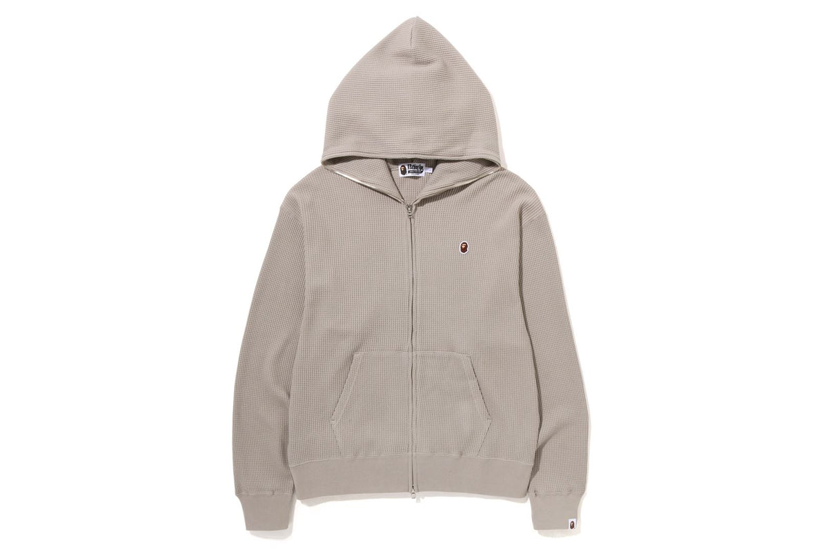 BAPE MENS COTTON APE HEAD ONE POINT THERMAL RELAXED FIT FULL ZIP HOODIE