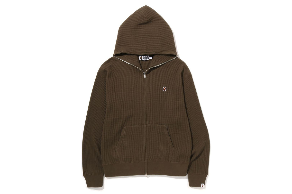 BAPE MENS COTTON APE HEAD ONE POINT THERMAL RELAXED FIT FULL ZIP HOODIE