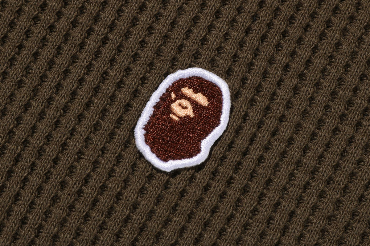 BAPE MENS COTTON APE HEAD ONE POINT THERMAL RELAXED FIT FULL ZIP HOODIE