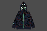 GRID CAMO SHARK GLOW IN THE DARK ZIP HOODIE