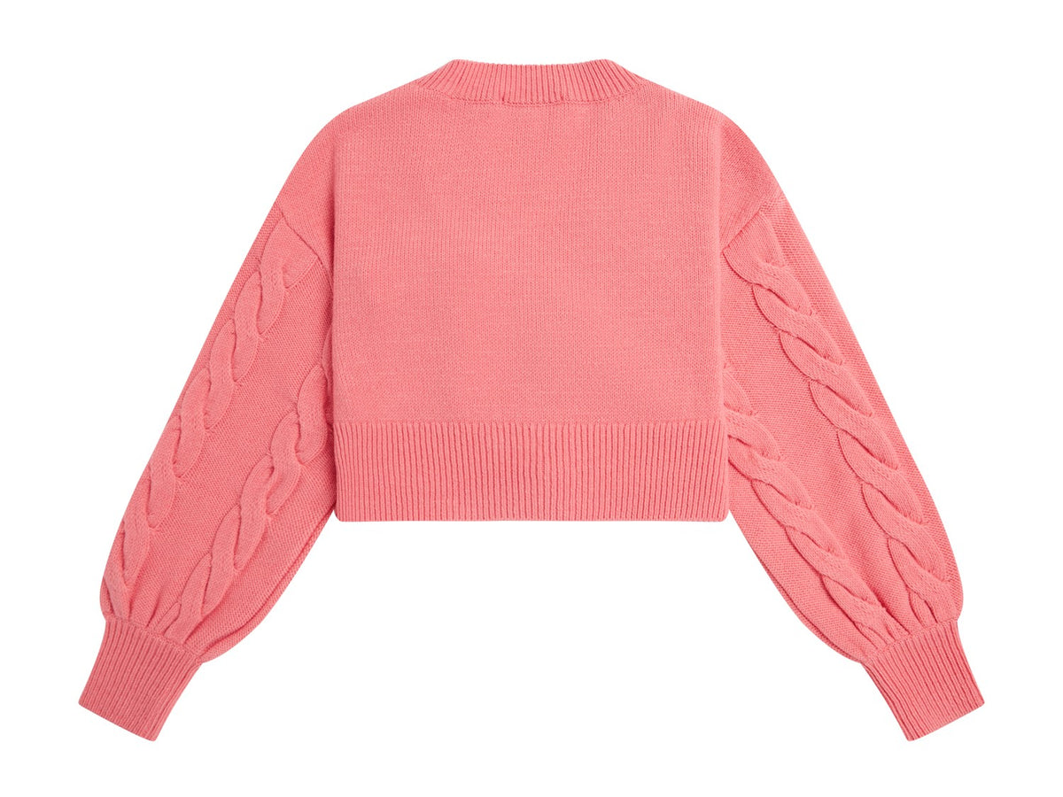 BAPY FLORAL BUTTON CROPPED CARDIGAN
