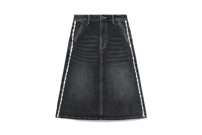 BAPY CROCHET-TRIMMED DENIM SKIRT