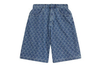 BAPY LOGO MONOGRAM JACQUARD DENIM SHORTS