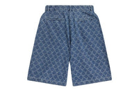 BAPY LOGO MONOGRAM JACQUARD DENIM SHORTS