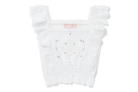 BAPY FLORAL EMB. RUFFLE-TRIMMED TOP