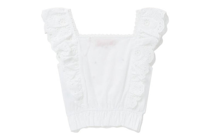 BAPY FLORAL EMB. RUFFLE-TRIMMED TOP